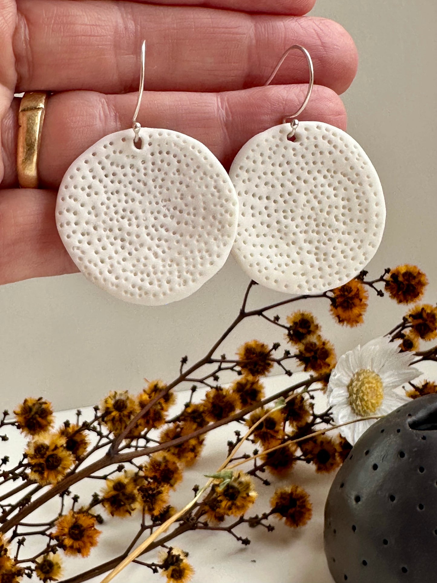 White porcelain ‘Coral Dot’ Earrings