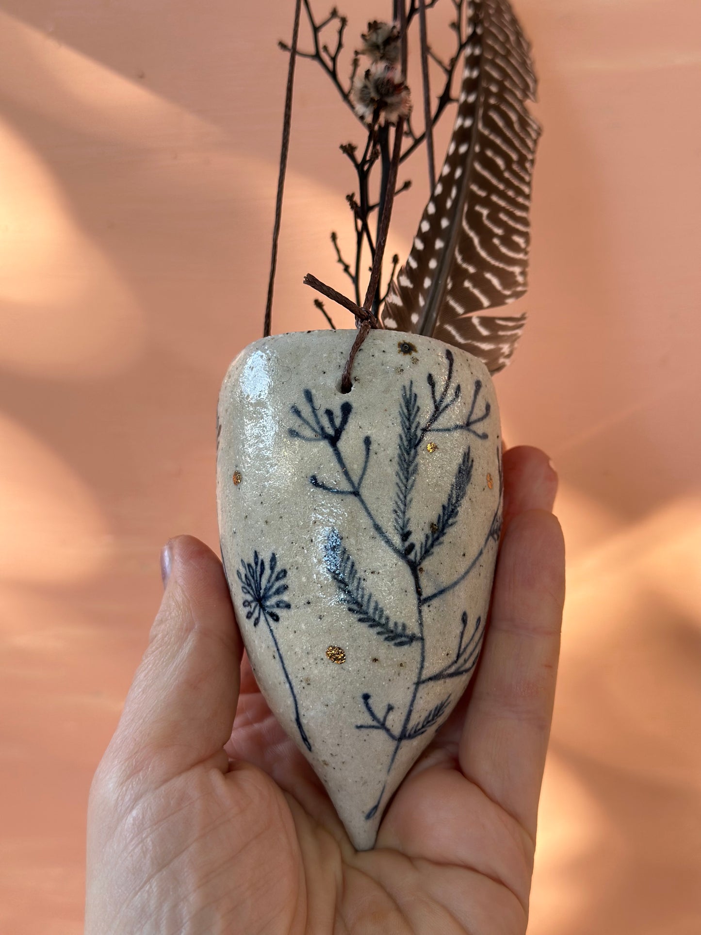 Hand painted ceramic hanging pod
