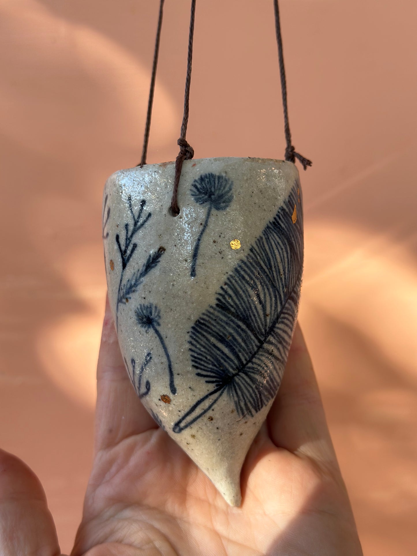 Hand painted ceramic hanging pod