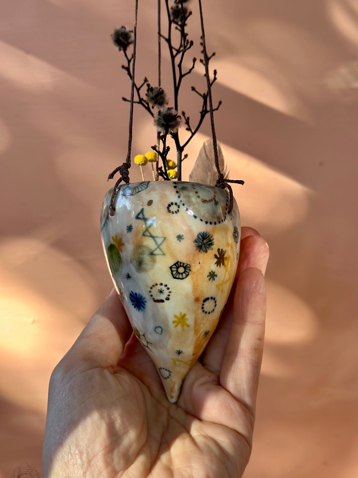 Hand painted ‘stars and cells’ porcelain hanging pod