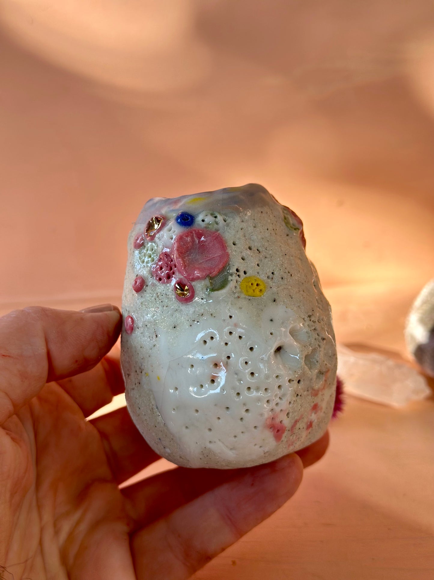 Hand Detailed Coral Porcelain Vase