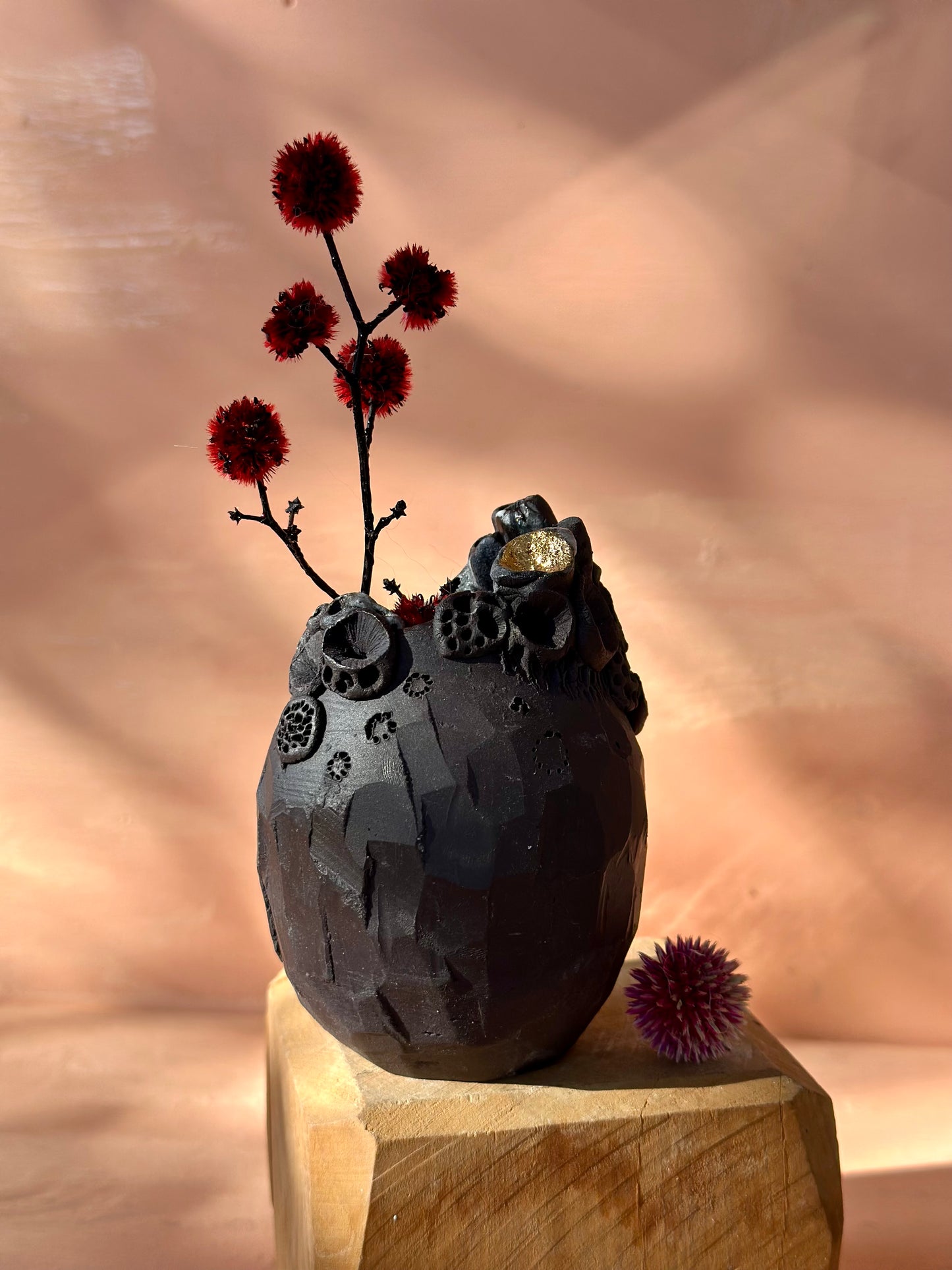 Black Coral Porcelain Vase