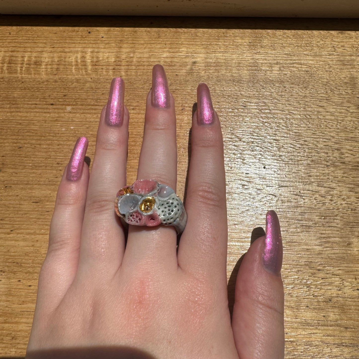 ‘Rock Coral’ Porcelain Ring, Lilac