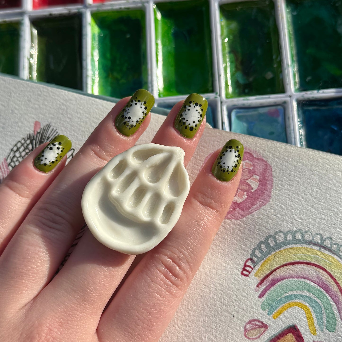 Tear Drop Paint Palette Porcelain Ring size O