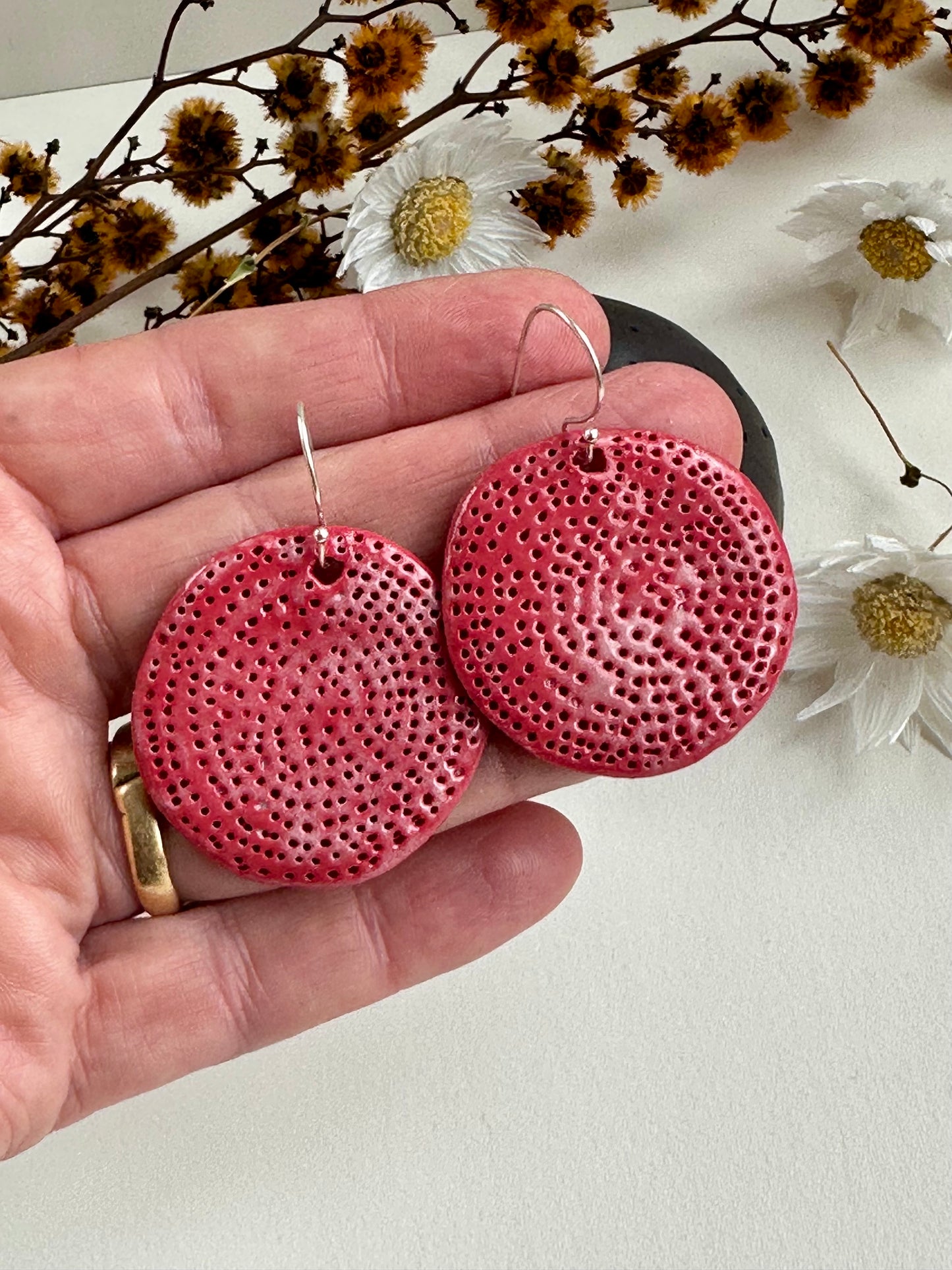 Fuschia porcelain ‘Coral Dot’ Earrings