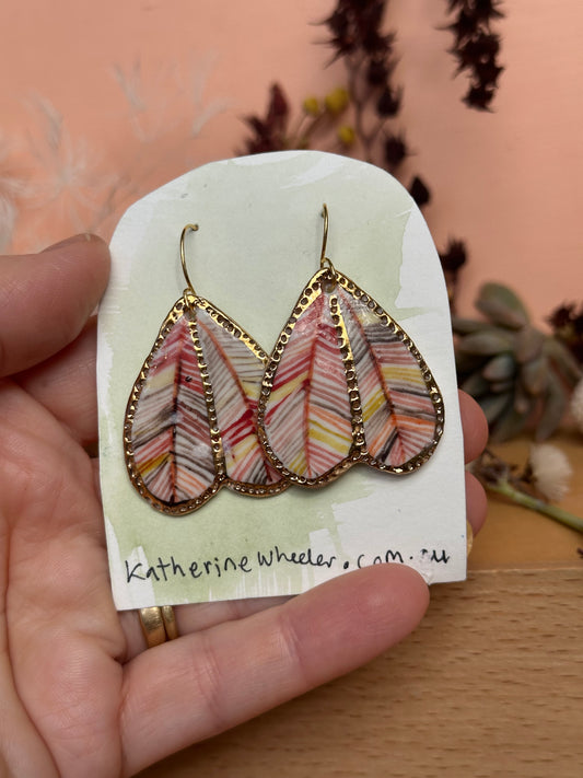 Hand Painted Porcelain Warm Toned ‘wings’ Earrings