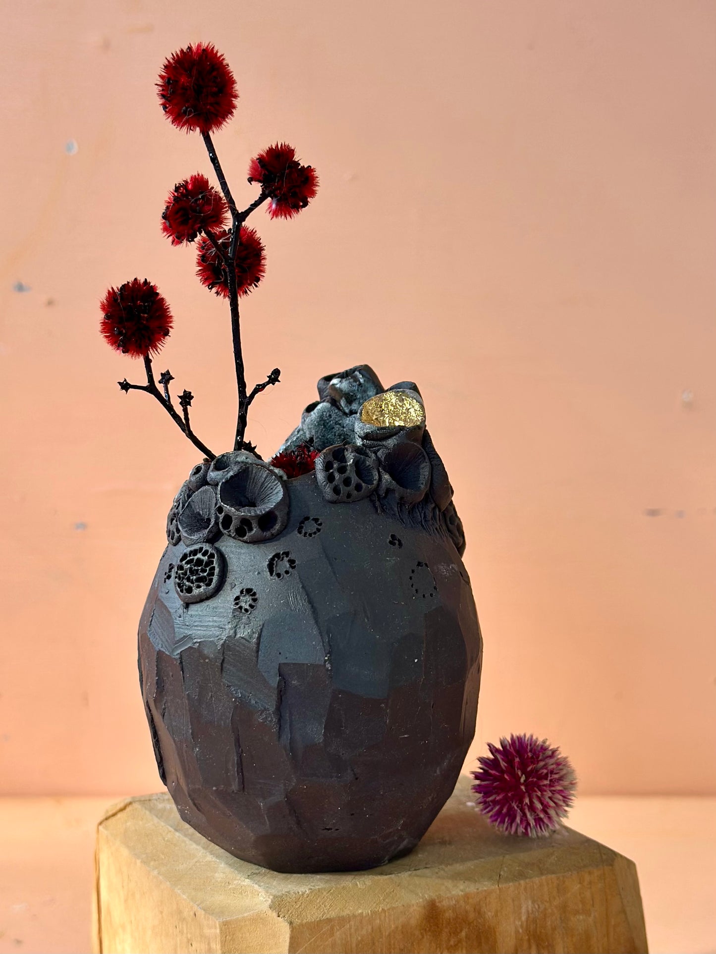 Black Coral Porcelain Vase