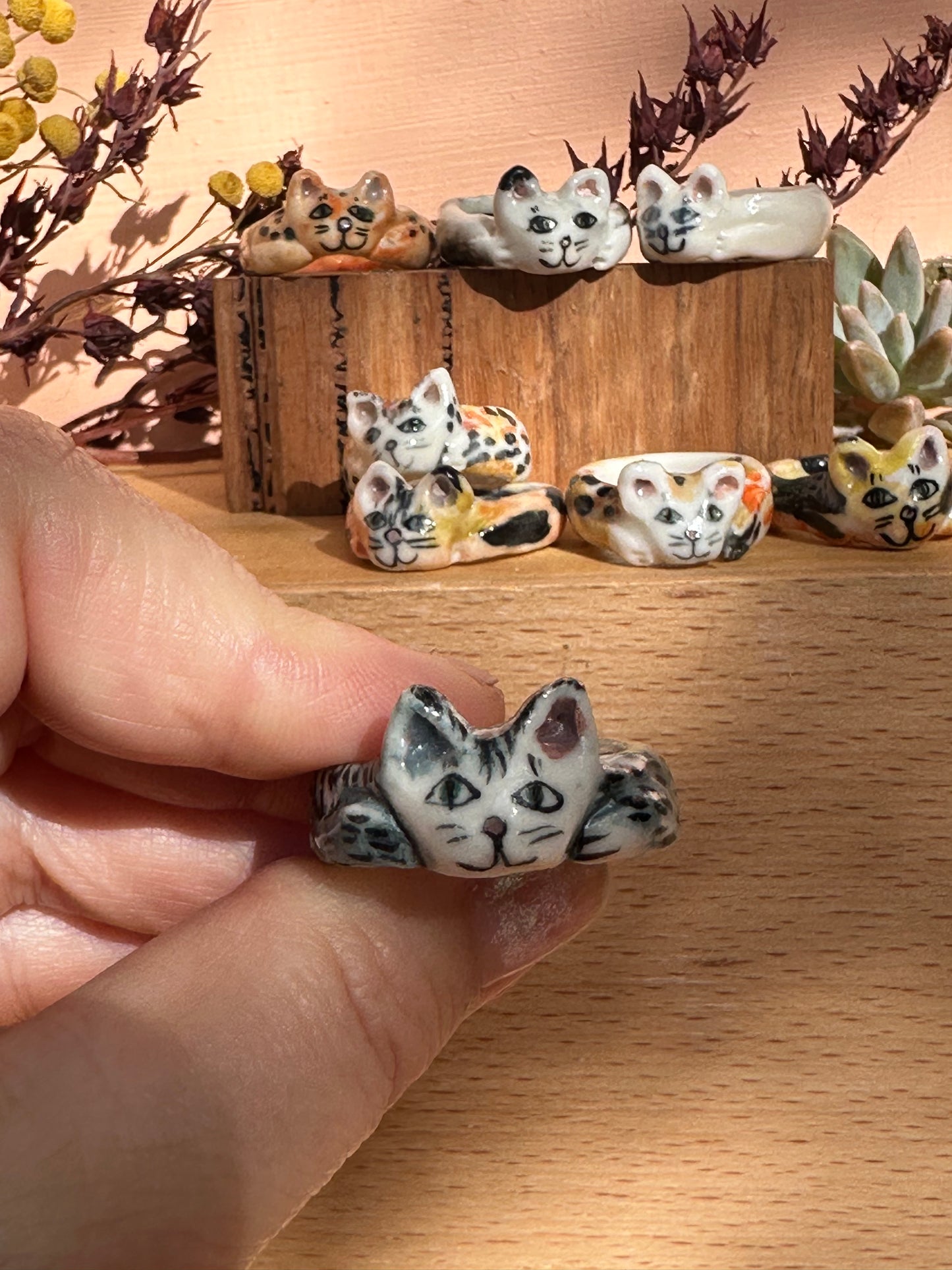 Hand made porcelain ‘cat’ ring, choose a size
