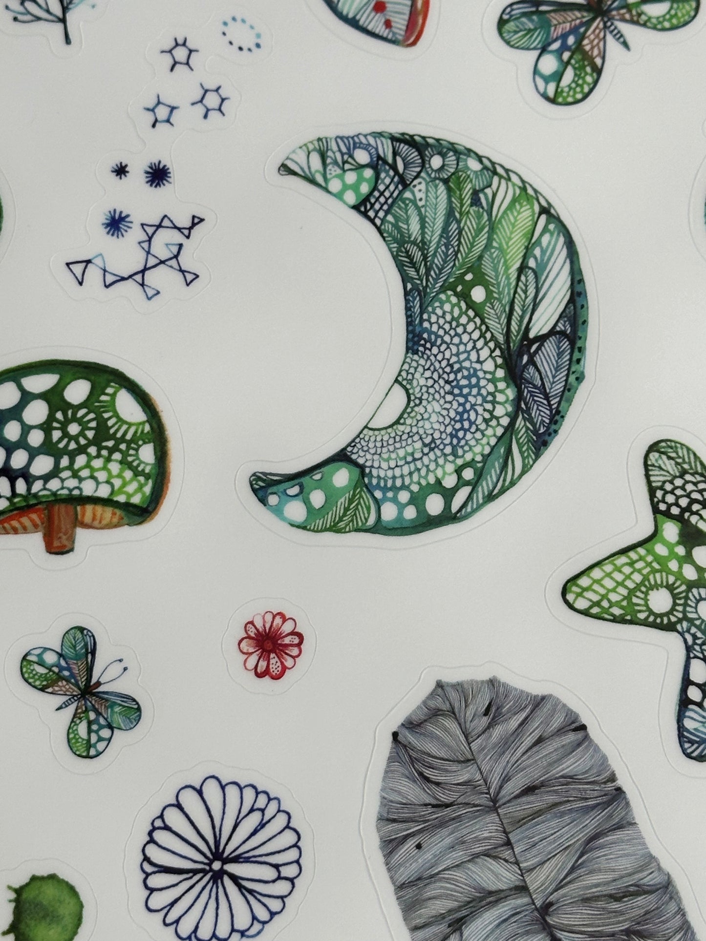 Sticker sheet, ‘Greens’ A4 transparent