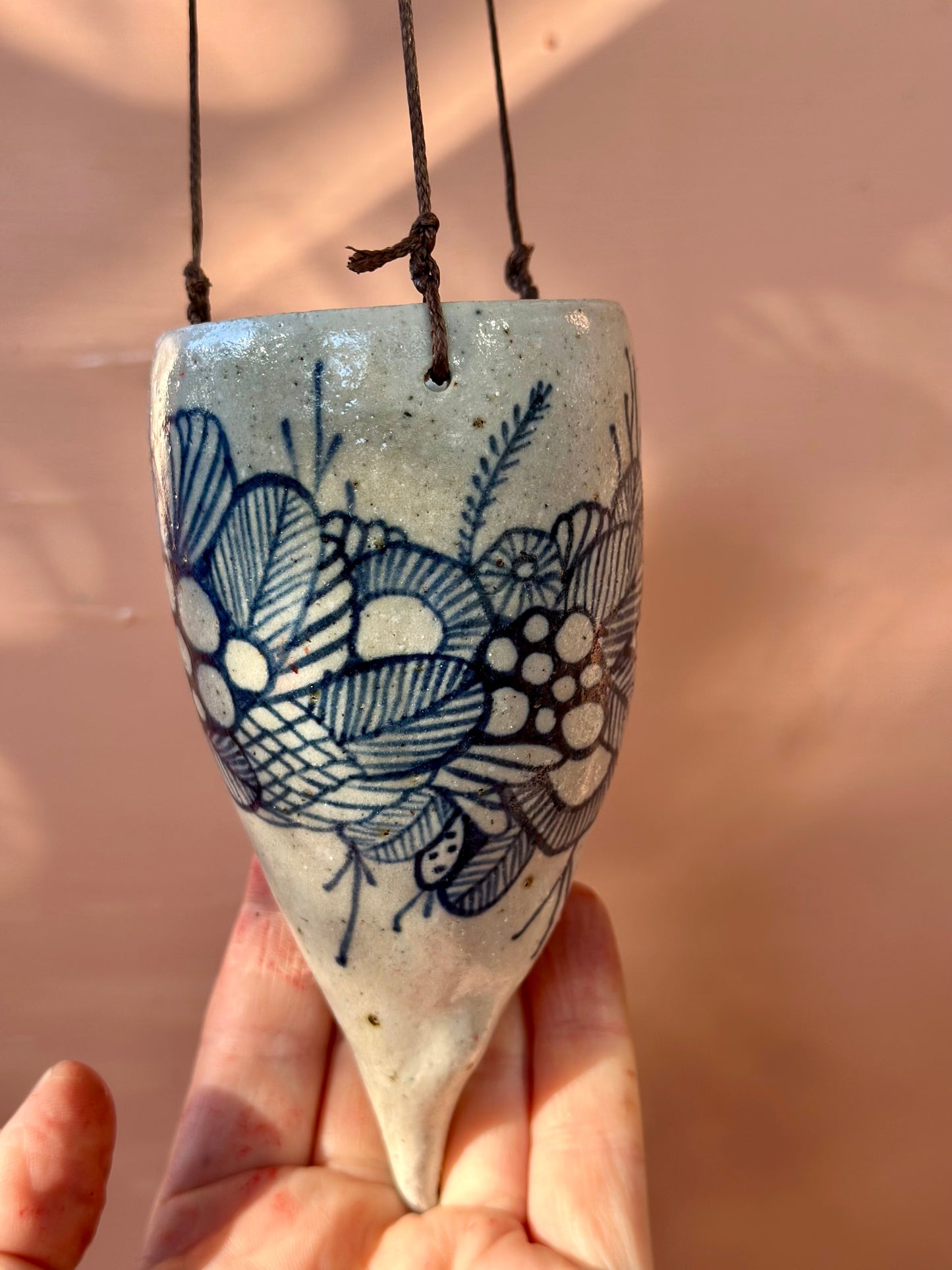 Hand painted ceramic hanging pod