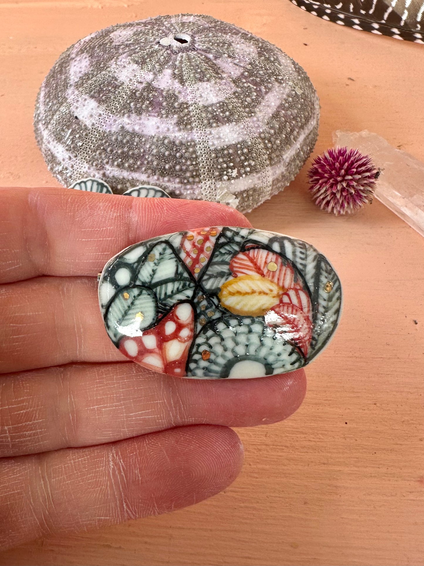 handpainted porcelain/ ceramic brooch, choose one