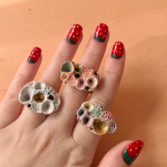 One Multicolour Porcelain ‘Rock Coral’ Ring (Choose a Size)