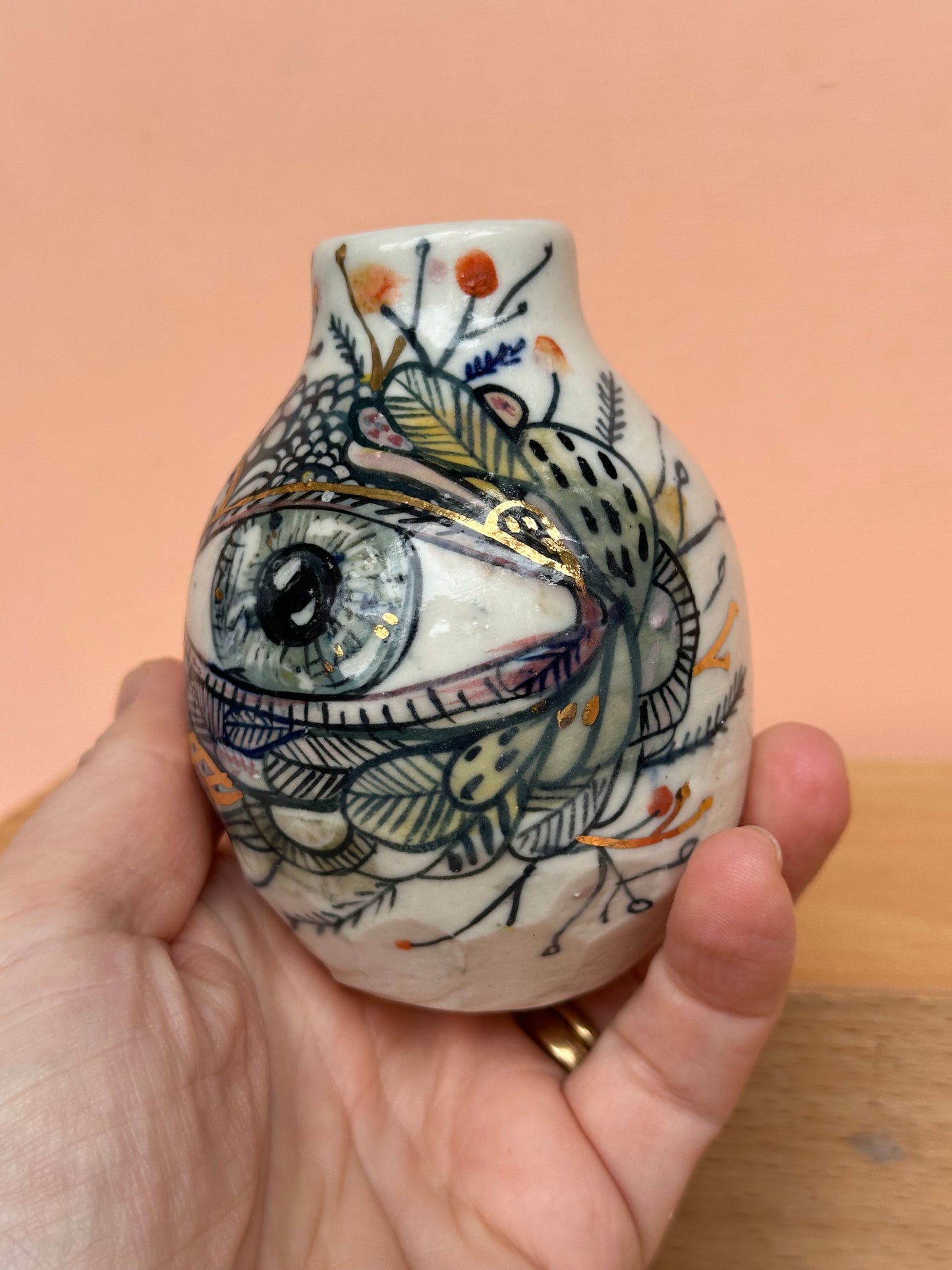 ‘Hand painted ‘the protective eye’ vase