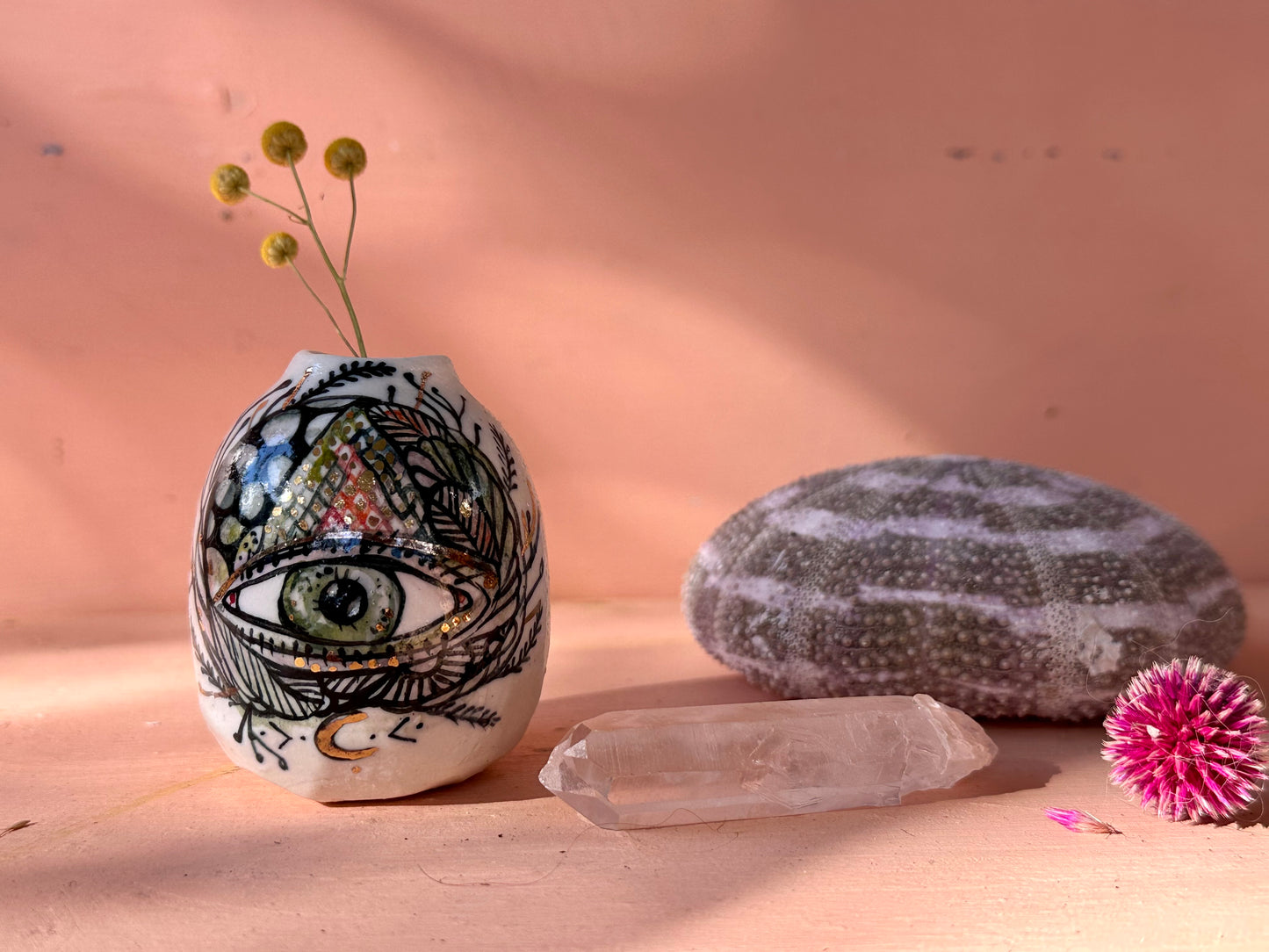 ‘Hand painted ‘the protective eye’ small vase
