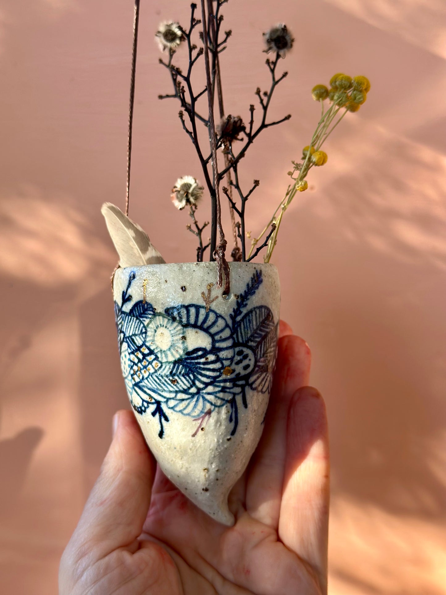 Hand painted ceramic hanging pod