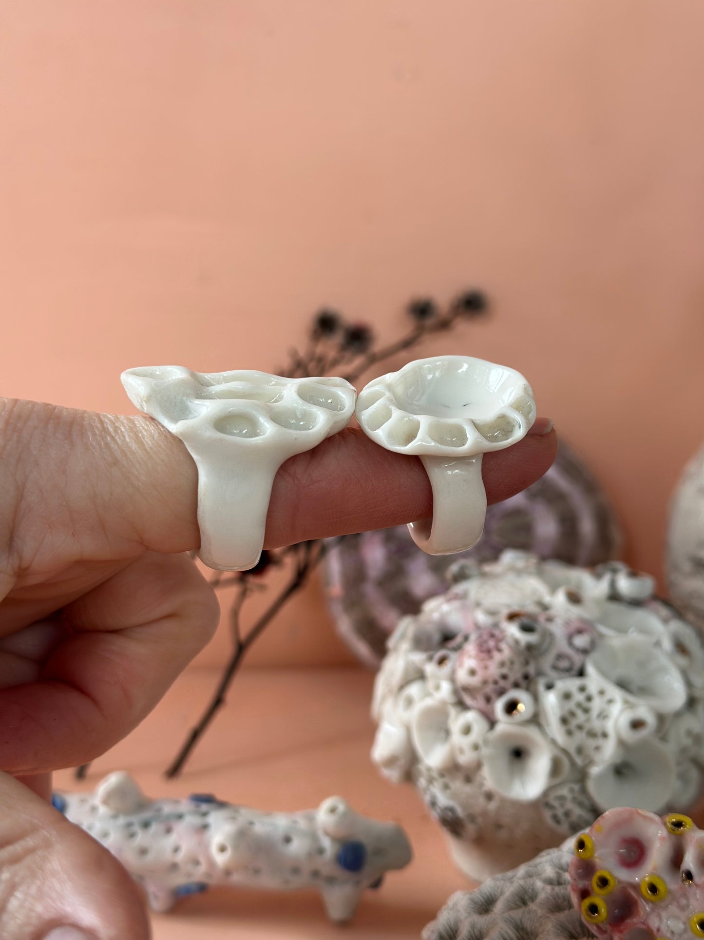 Tear Drop Paint Palette Porcelain Ring size L
