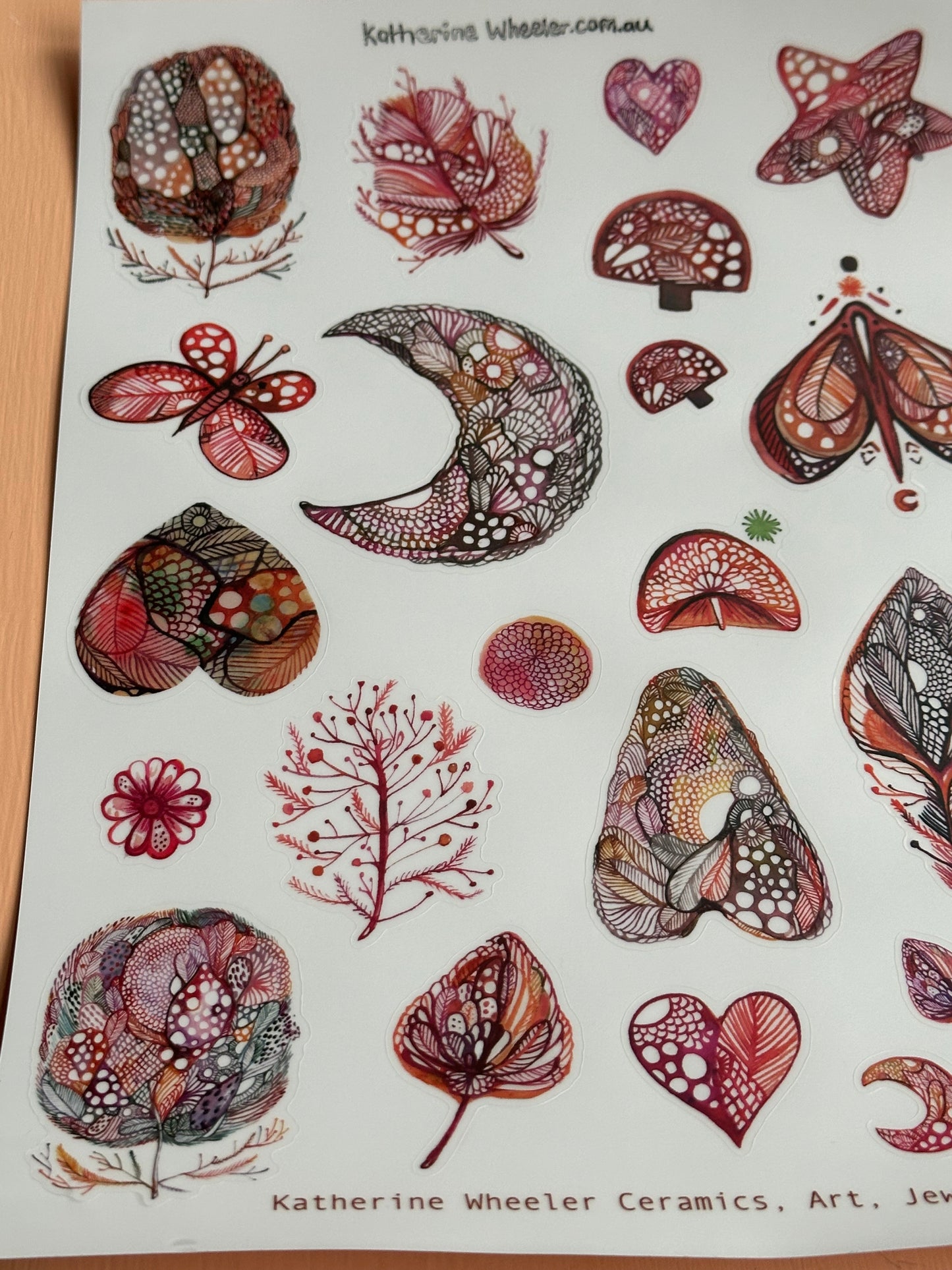 Sticker sheet, ‘Reds’ A4 transparent