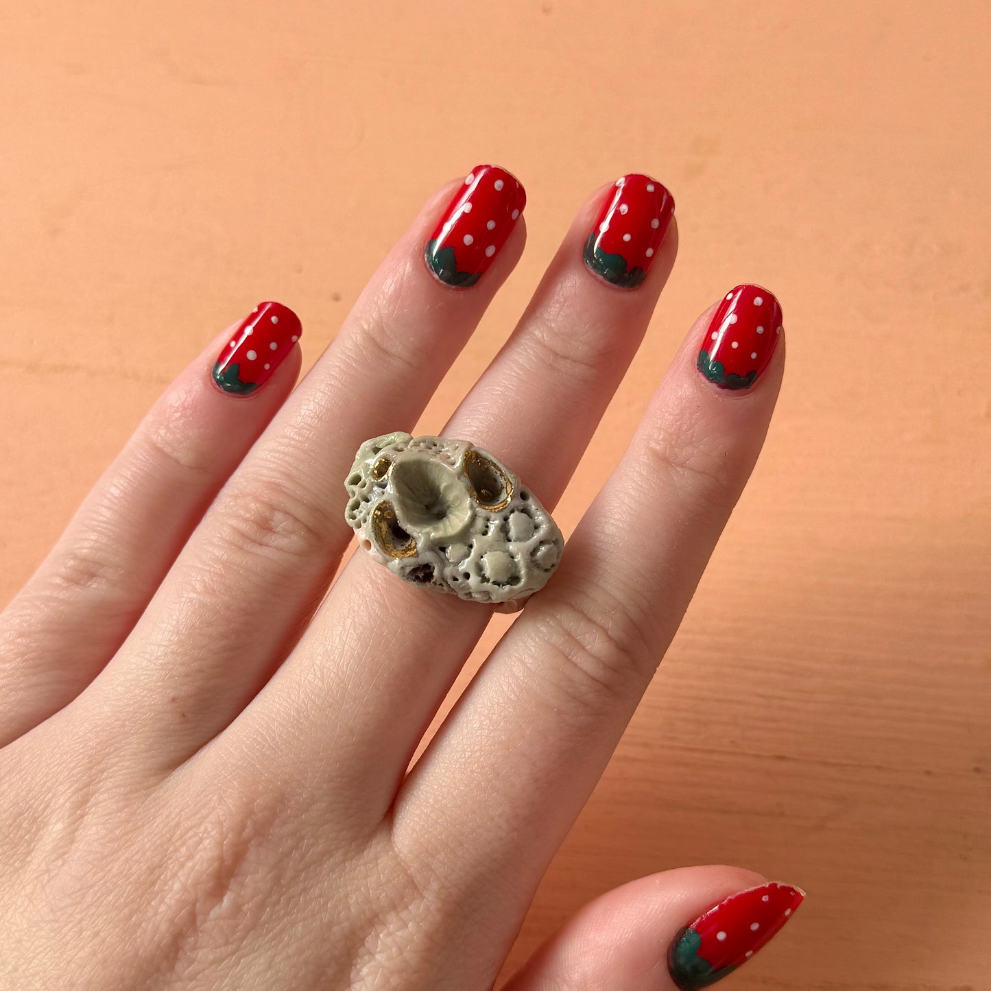 Hand Crafted Rock Coral Ring size M