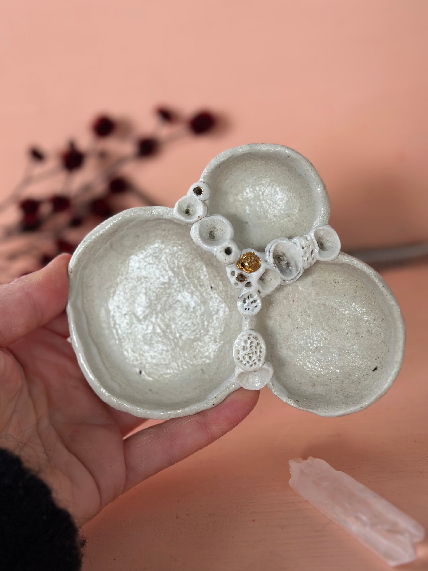 Hand formed ceramic ‘rock coral’ Trinket Dish