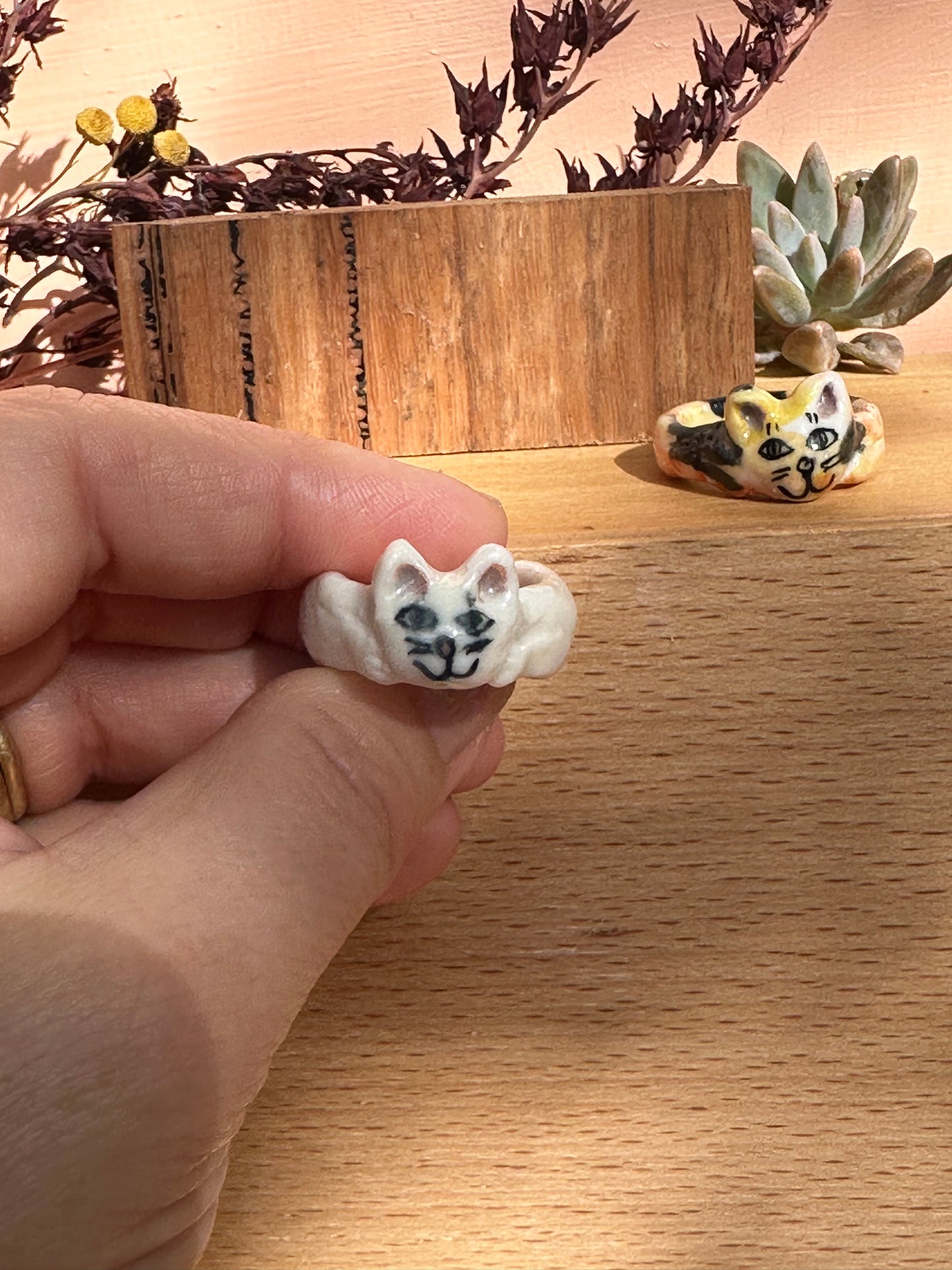 Hand made porcelain ‘cat’ ring, choose a size