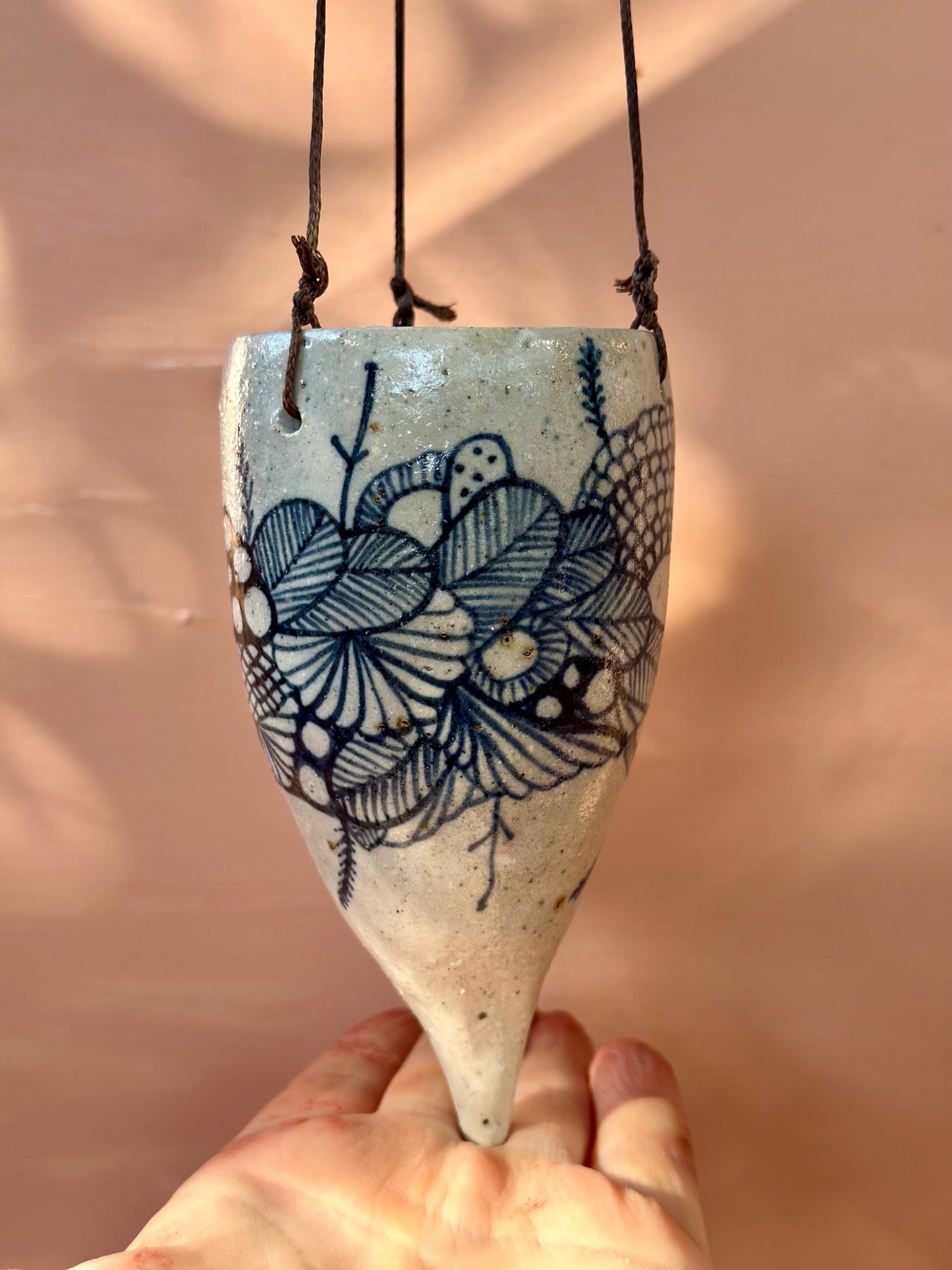 Hand painted ceramic hanging pod