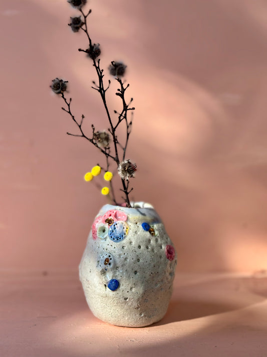 Hand Detailed Coral Porcelain Vase