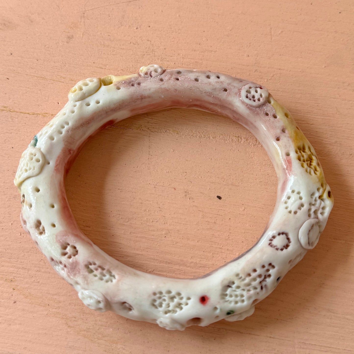 Handmade Pink Porcelain Coral Bangle