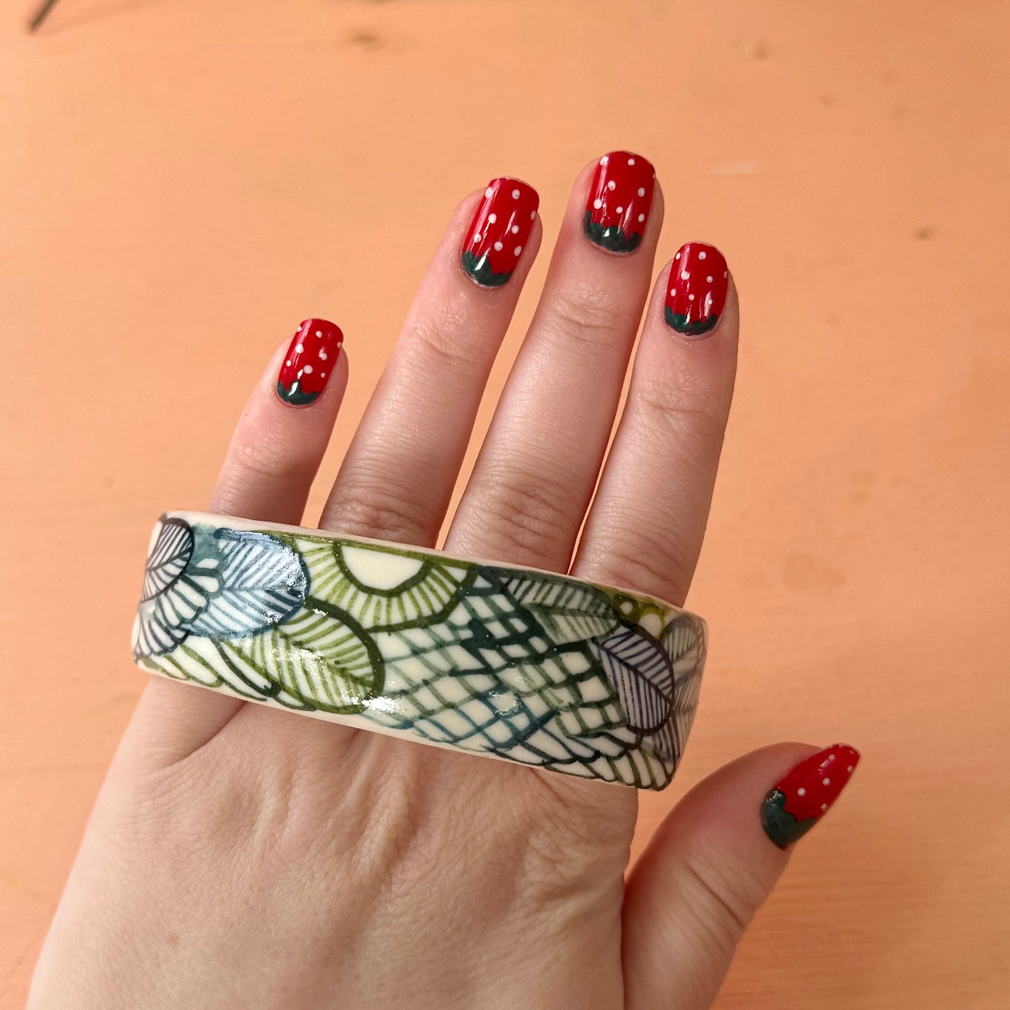 Hand Painted ‘Seafoam’ Porcelain Bangle