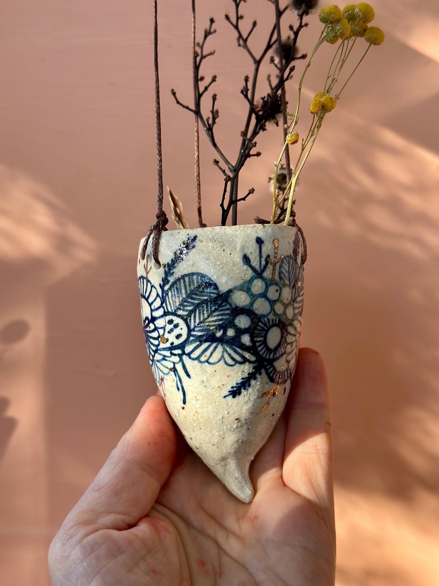 Hand painted ceramic hanging pod