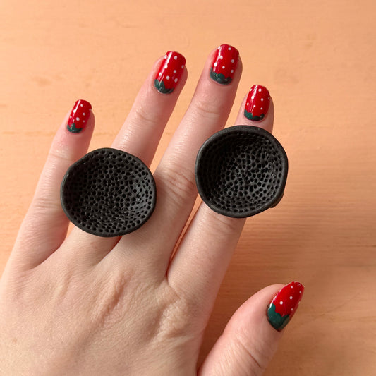 One Black Porcelain ‘Coral’ Ring (Choose a Size)