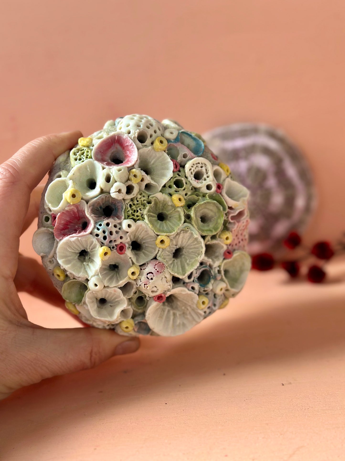 Coloured ‘Coral’ collection keeper/ paperweight