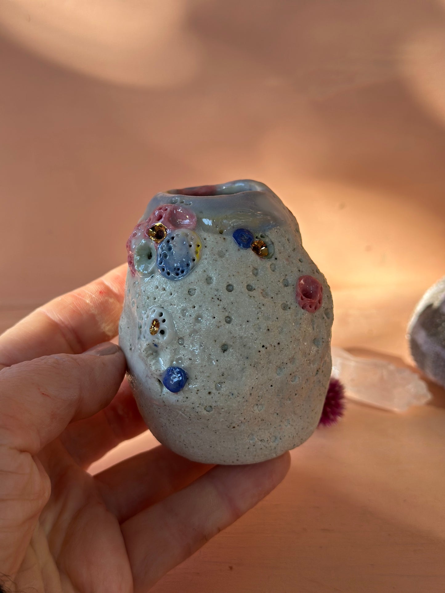 Hand Detailed Coral Porcelain Vase