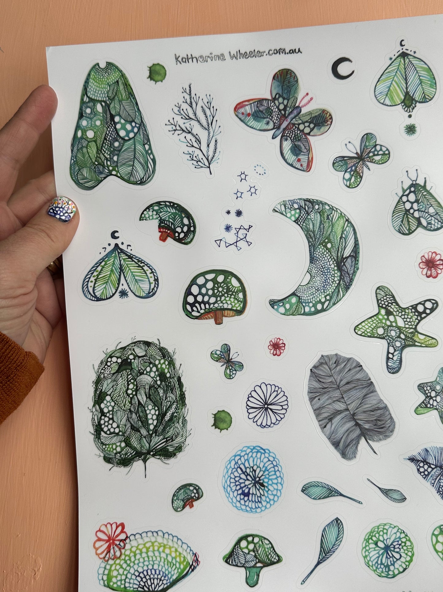 Sticker sheet, ‘Greens’ A4 transparent