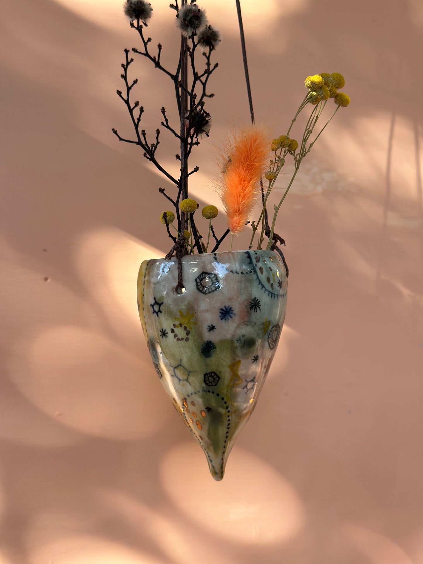 Hand painted ‘stars and cells’ porcelain hanging pod