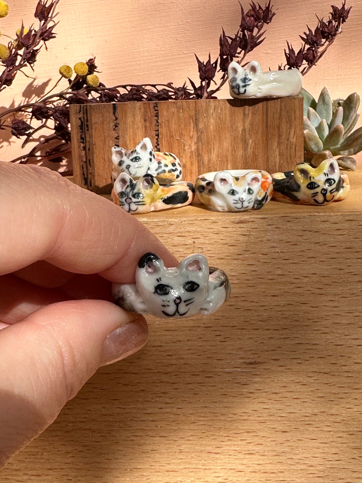 Hand made porcelain ‘cat’ ring, choose a size