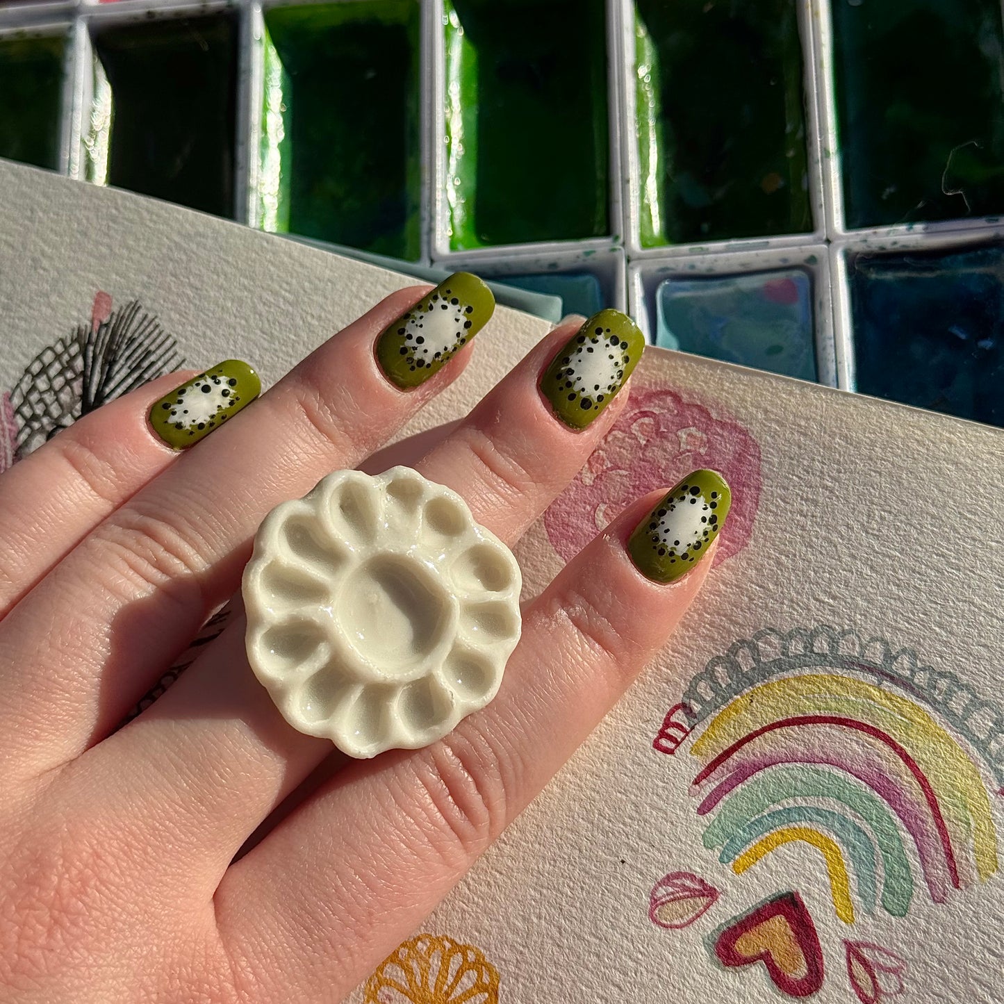Daisy Paint Palette Porcelain Ring