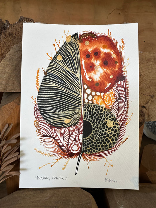 Feather, red ochre 2 (A5)