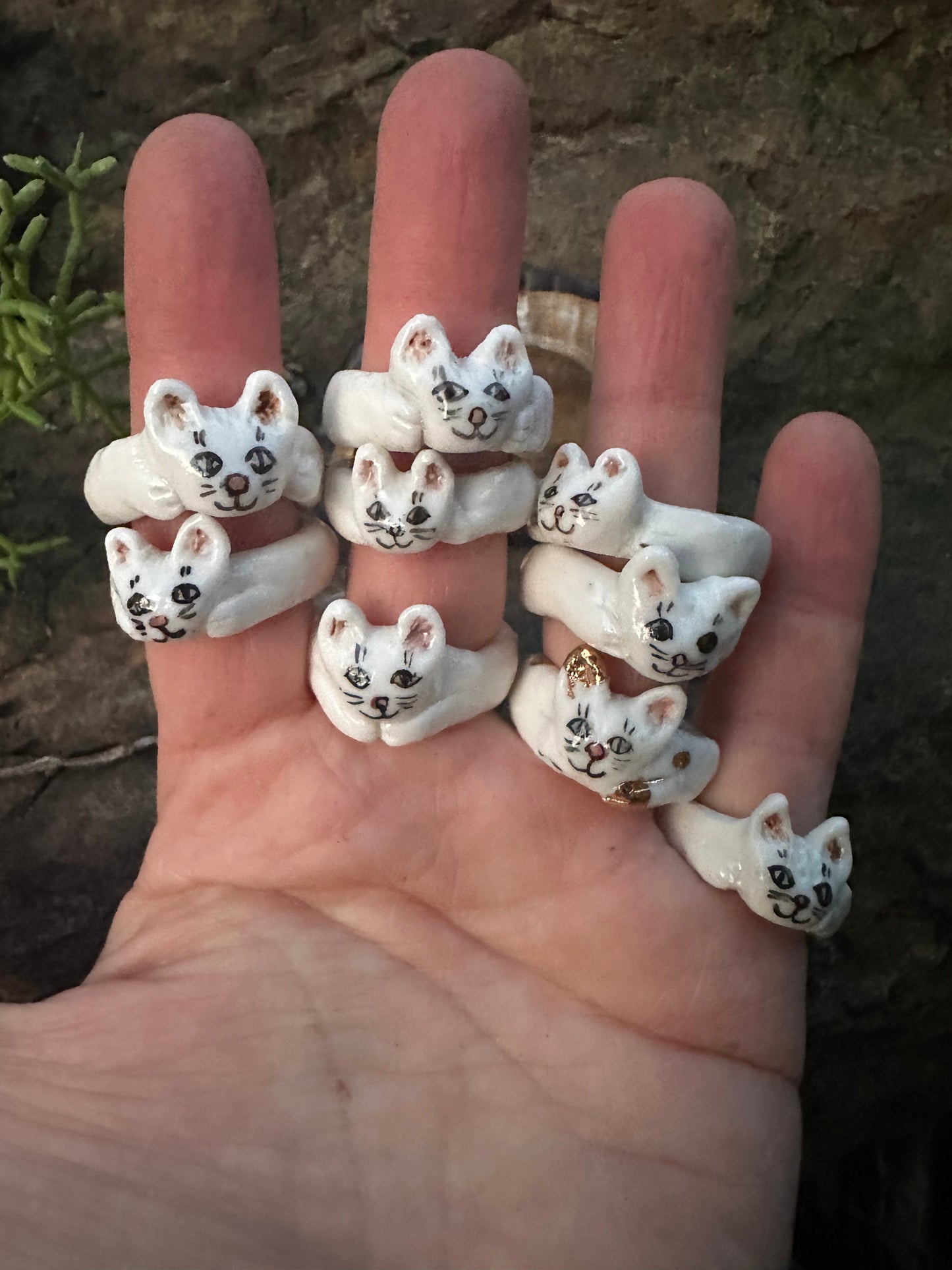 Hand made porcelain ‘cat’ ring, choose a size