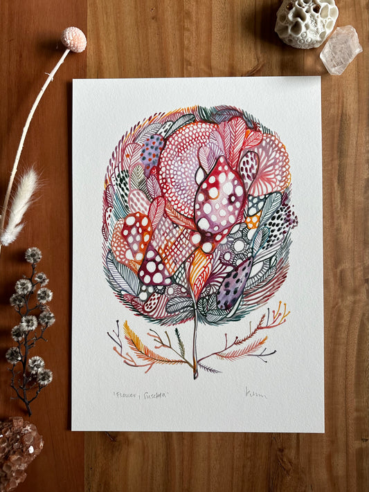 ’Flower, fuchsia’ giclee print in A3, A4 or a5