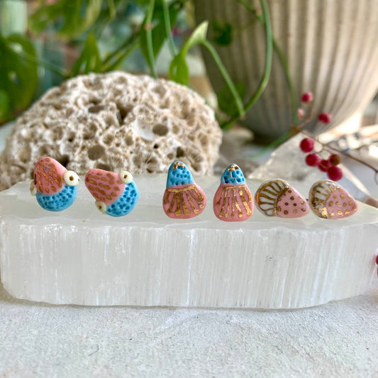 Coloured porcelain studs, choose a pair