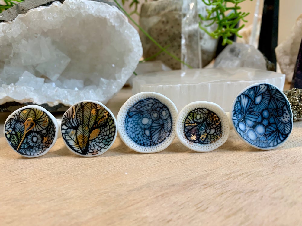Hand painted porcelain ring- choose one