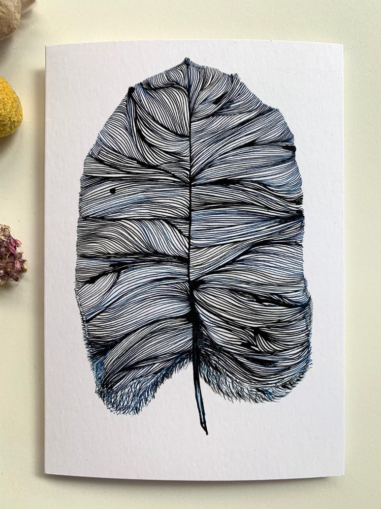 ‘Blue feather’ greeting card