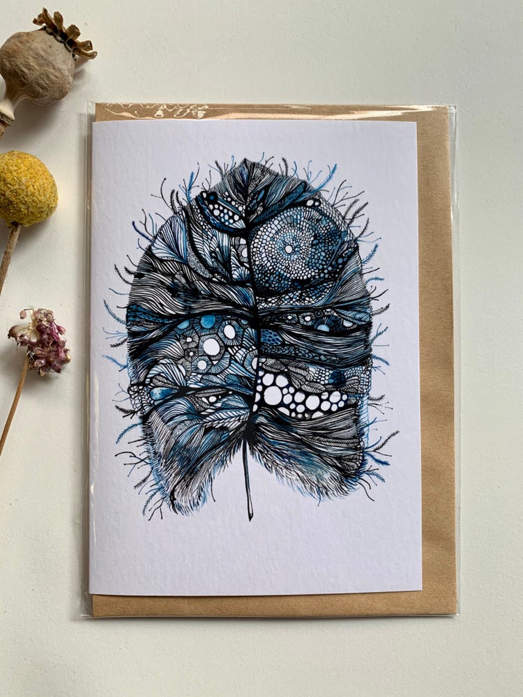 ‘Blue leaf’ greeting card