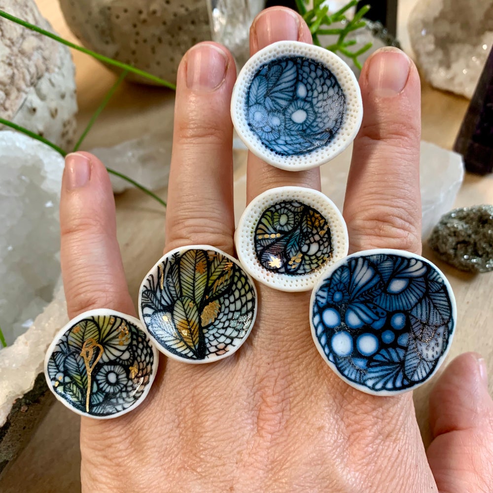 Hand painted porcelain ring- choose one