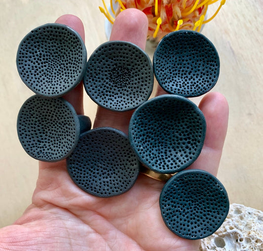 Round black ‘Coral dot’ porcelain ring, choose your size.