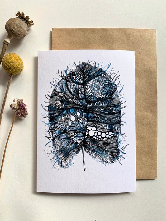 ‘Blue leaf’ greeting card