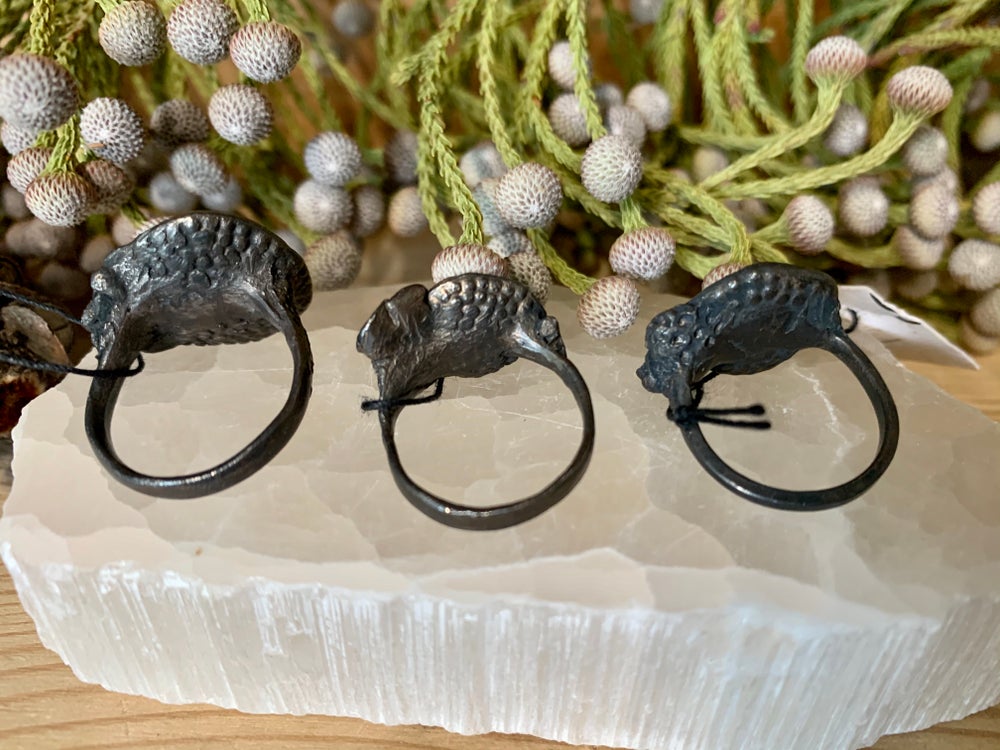 Oxidised sterling silver ‘rock Coral’ ring