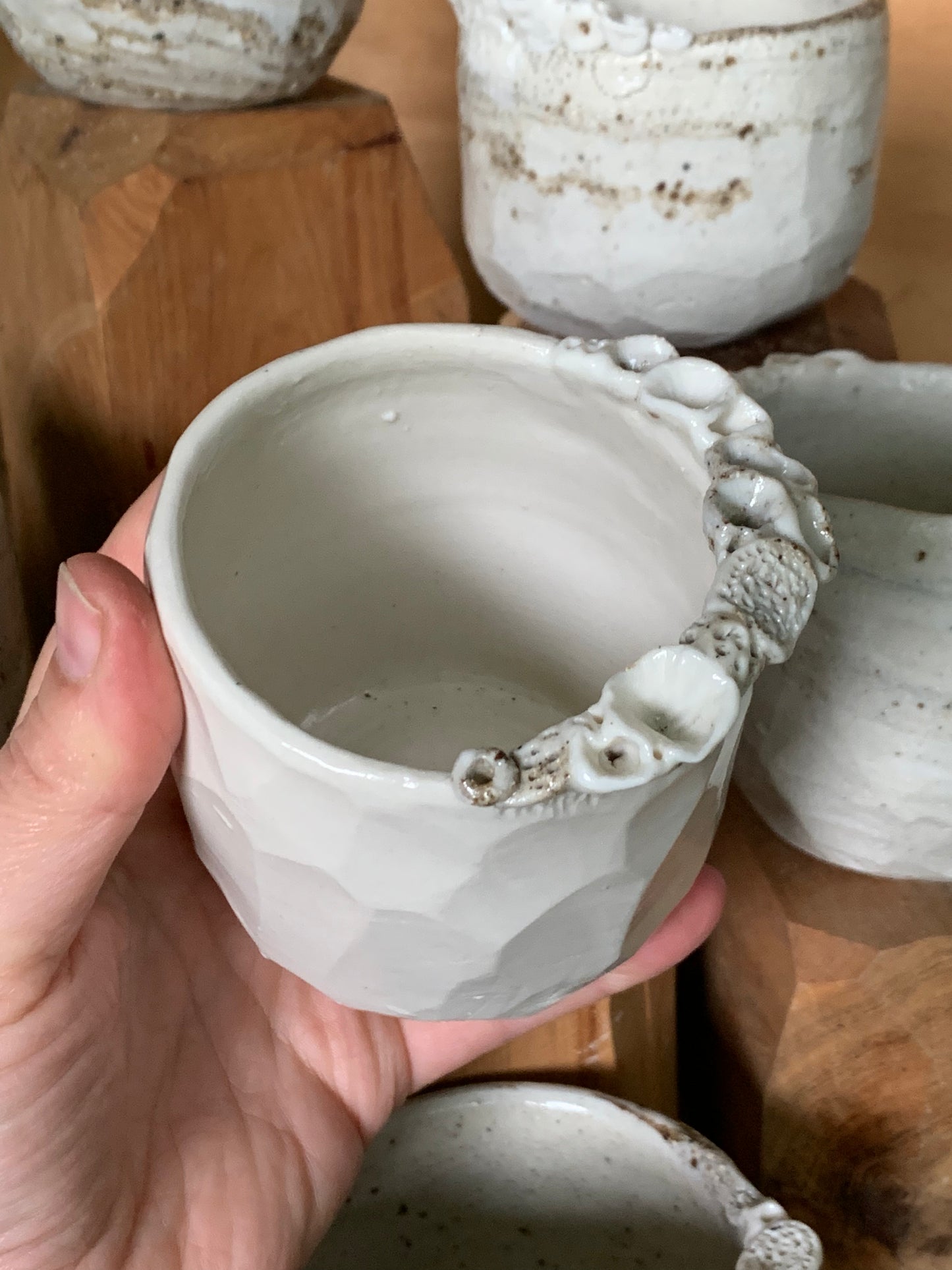 ‘Coral’ mixed clay, hand texted one of a kind cup