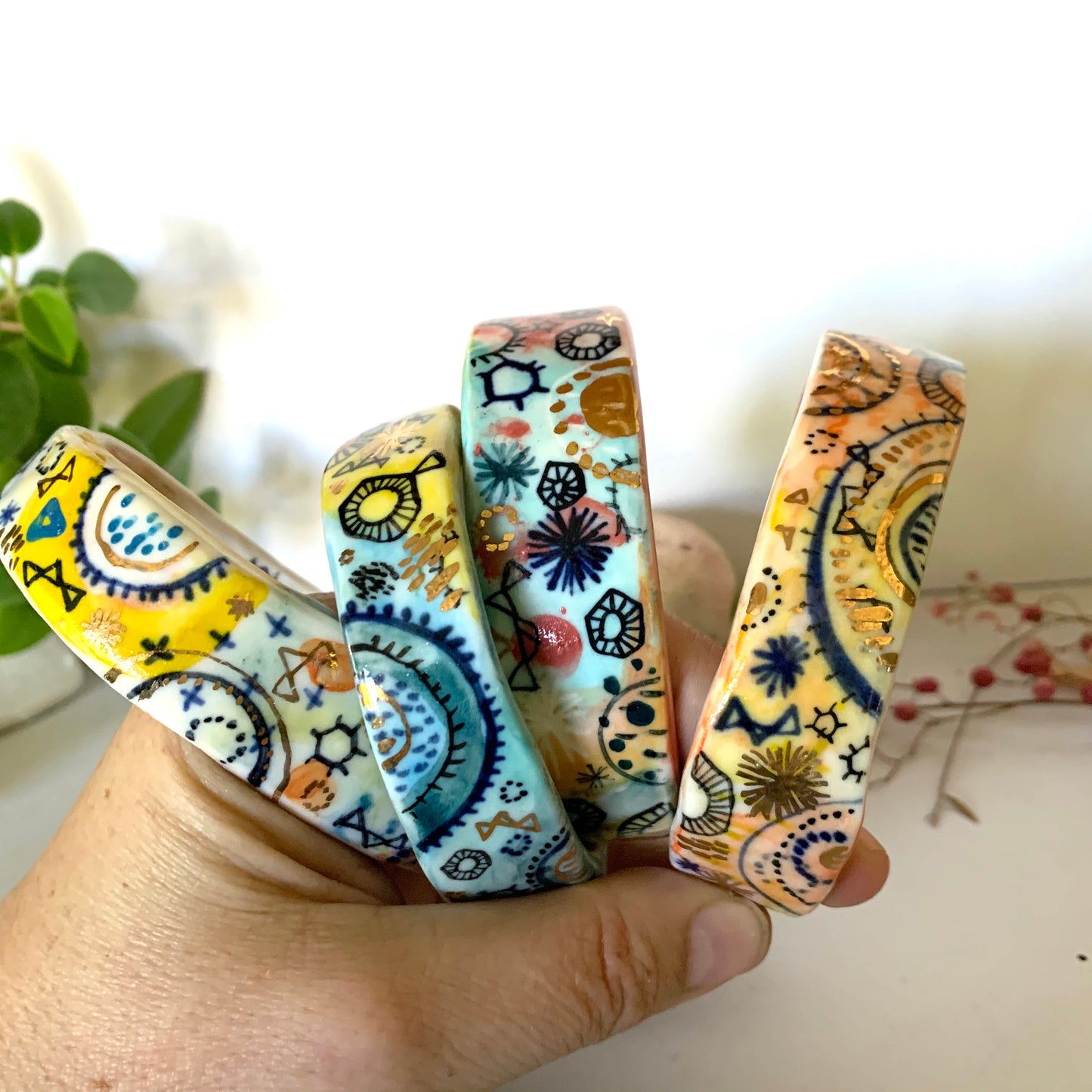 One ‘stars and cells’ porcelain bangle