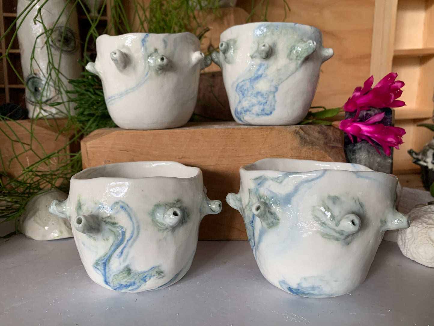 One ‘Urchin’ marbled porcelain hand formed cup